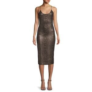 Alice + Olivia Metallic Sheath Midi Dress in Glitter Snakeskin Size 6